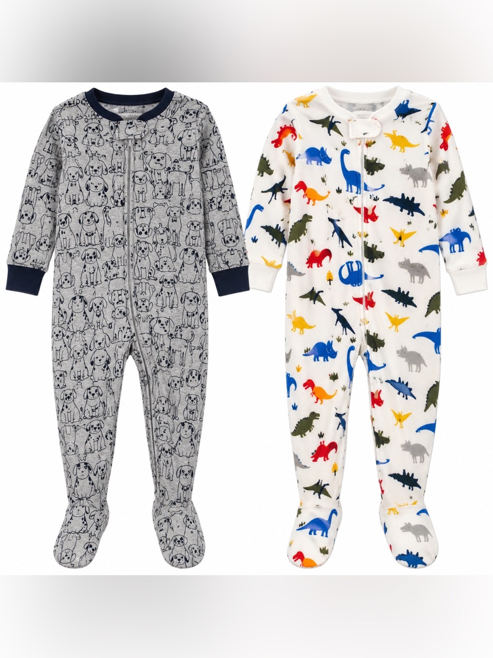 Carter's Old Navy Boys 3T Footed Pajamas Dinosaur Dog Sleeper Bundle 2pc